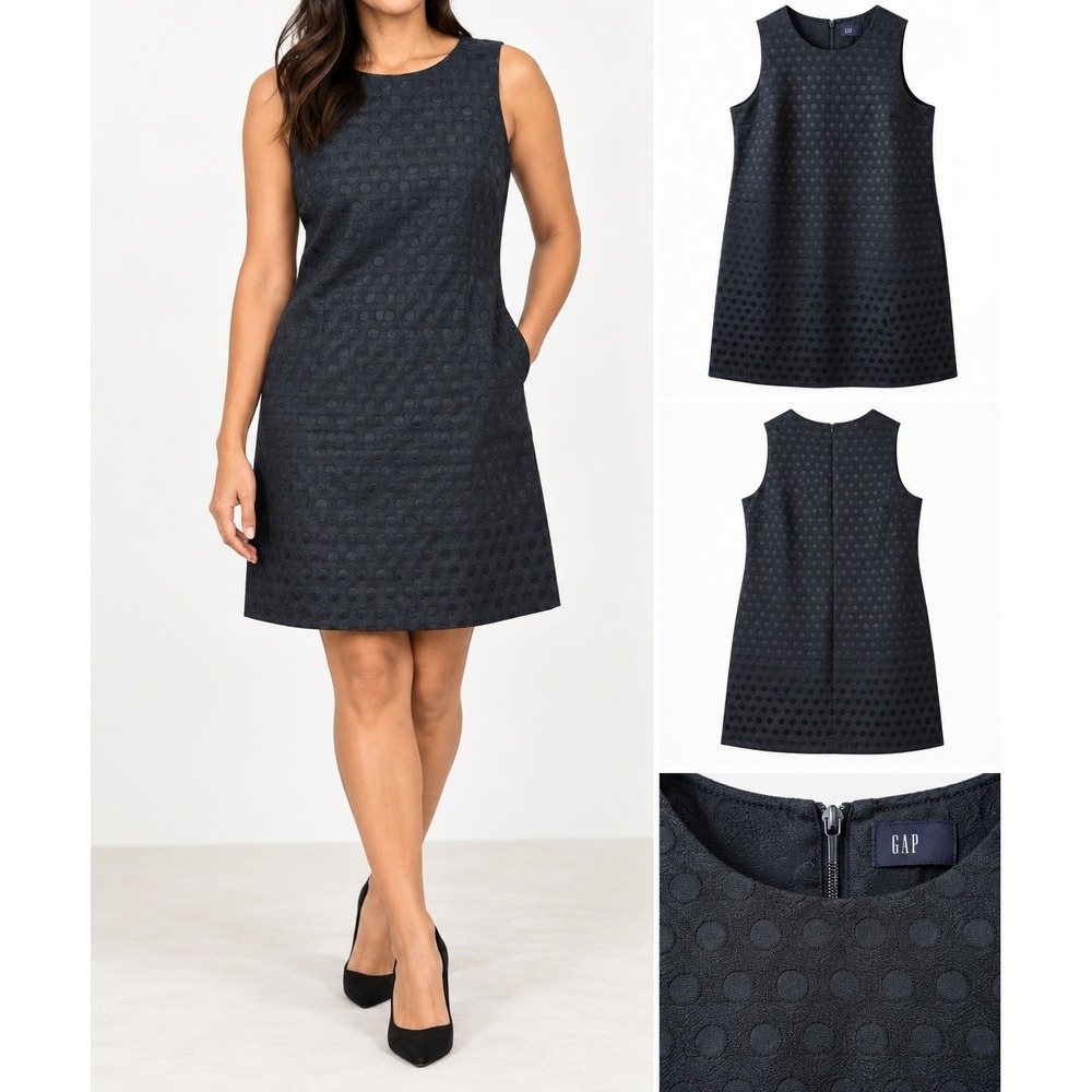 Gap Women Dress Polka Dot Jacquard Cotton Blend Workwear XL NWT